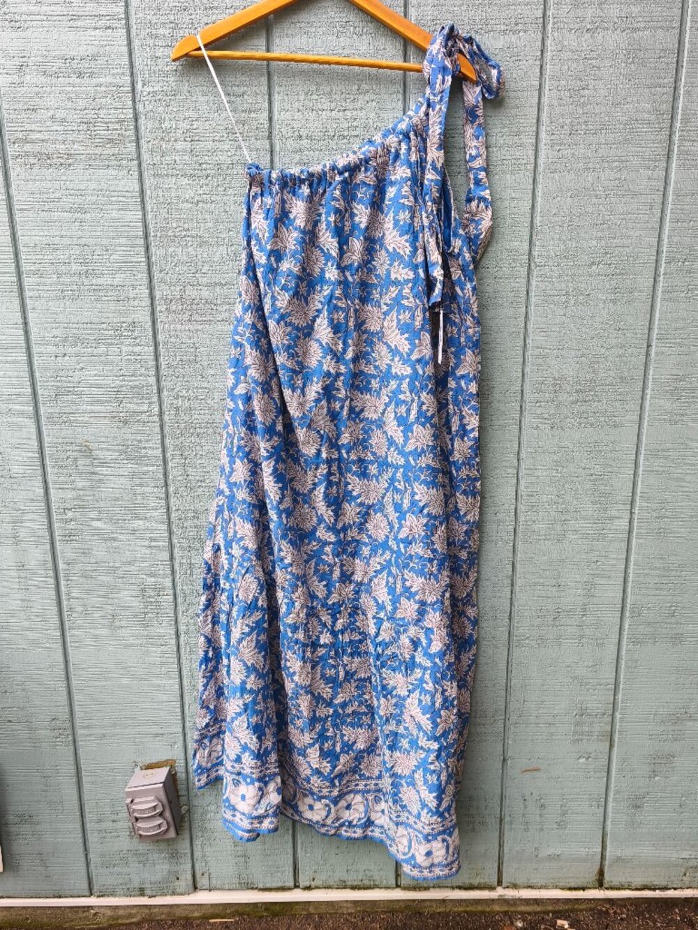 NWT Velvet Graham and Spencer Joanna One Shoulder Cotton Maxi Dress sz S Blue - Picture 2 of 8